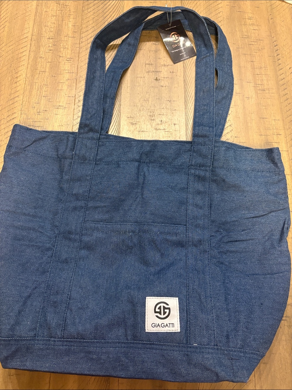 651 GIAGATTI Denim-Style Tote Bag in Dark Blue
